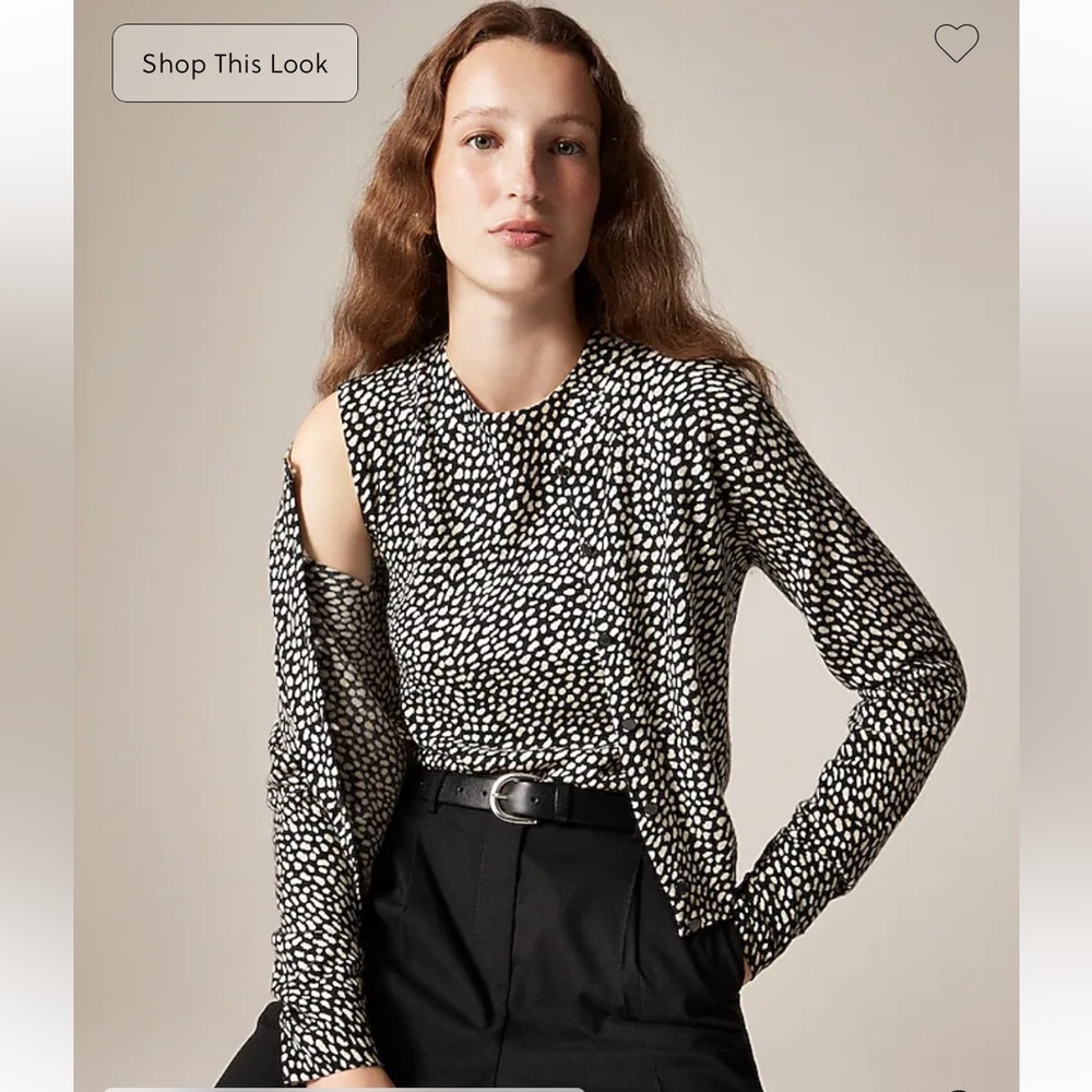 J. Crew • NWT • Featherweight Cashmere Cardigan spot print